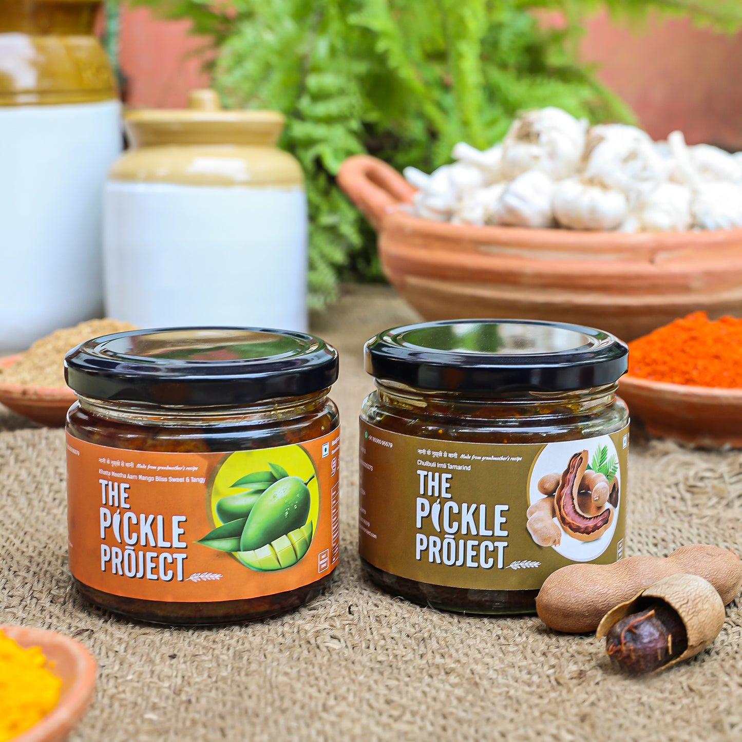 Mango & Tamarind Pickle Duo – Tangy Delight (2×300 g Jars) | 100% Natural & Preservative-Free
