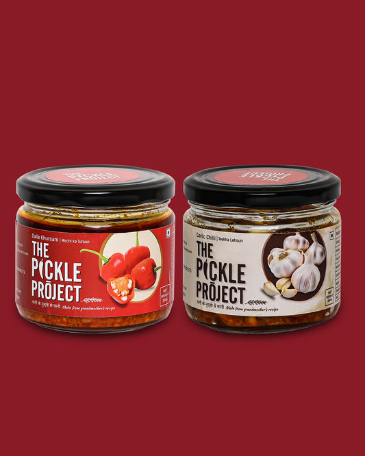Spicy Pickle Combo Achar | Chilli Garlic & Dalle Khursani Achar | Homemade Spicy Pickle